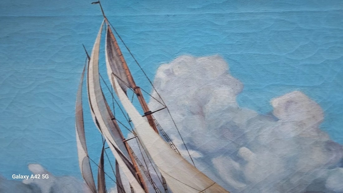 oil painting 1942 Awesome Sailboat Painting Color clouds - 2