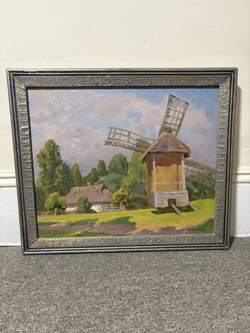 Ukrainian Artist Boris Naumovich Rapoport Oil On Canvas Painting: The frame measures 27 1/8” x 23” and the canvas measures 23 5/8” x 19 5/8”. It is artist signed in the lower right hand corner. Boris naumovich is a listed artist from the