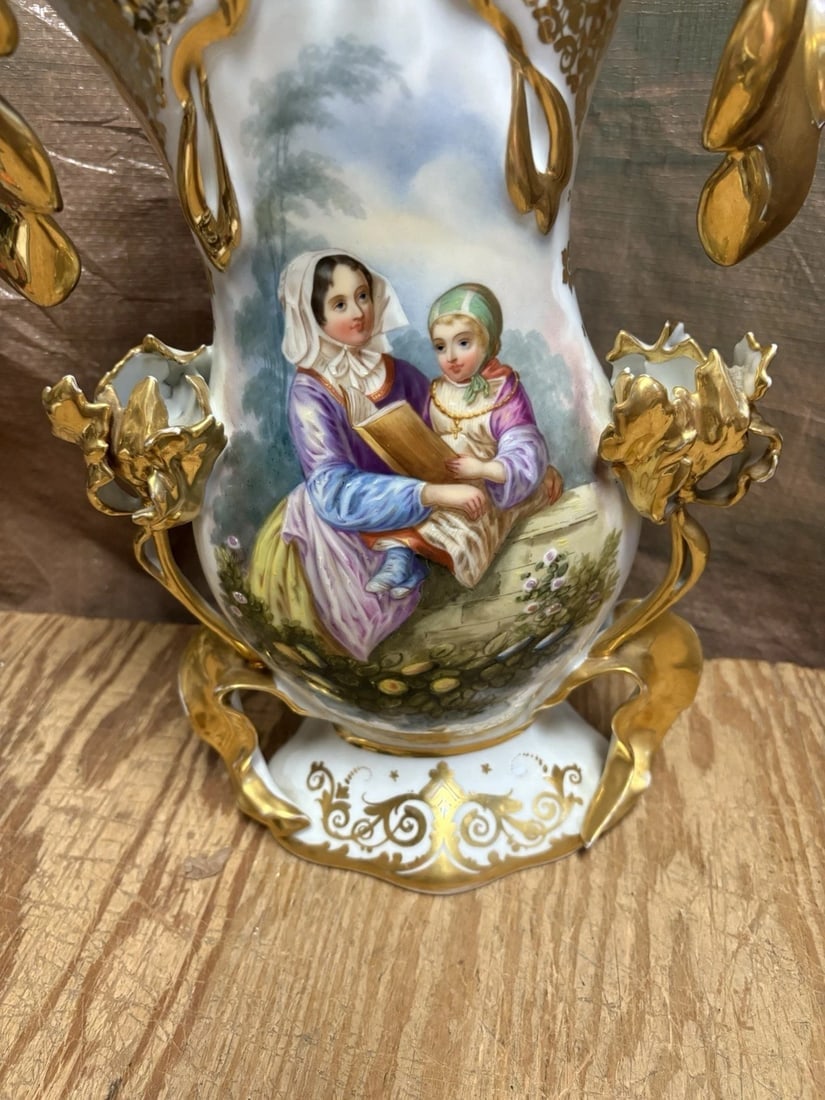 Pr 16 3/4” Paris Porcelain Vases - 8