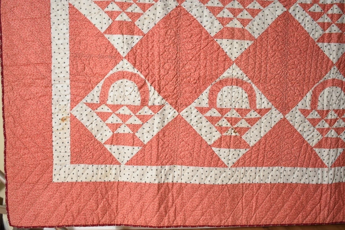 Well Quilted 1880's Baskets Quilt - 7