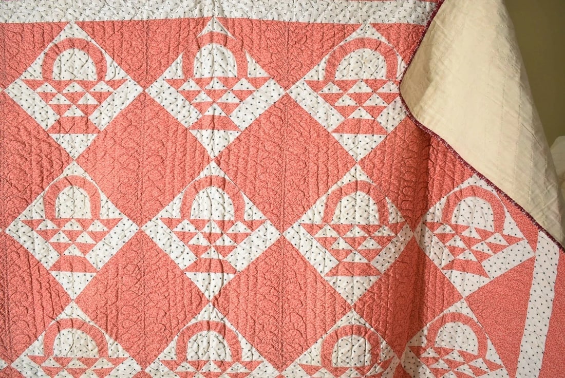 Well Quilted 1880's Baskets Quilt - 9