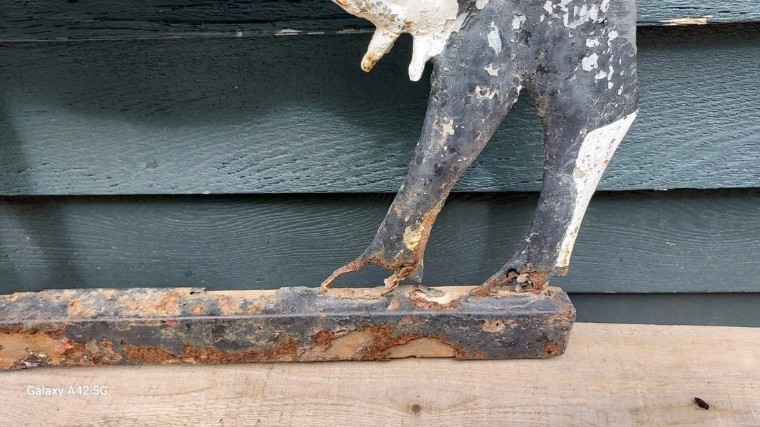 Antique weathervane zinc American Dairy Cow Bull 1920 handmade folk art - 4
