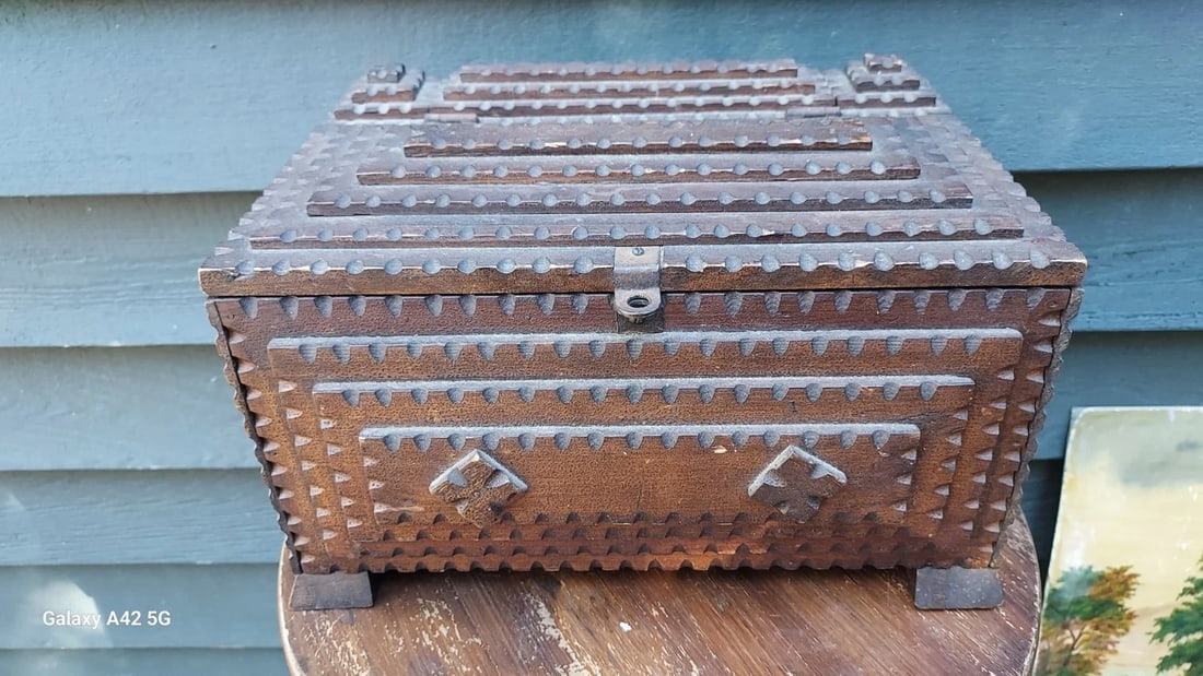 Folk Art Tramp Art Box Huge - 2