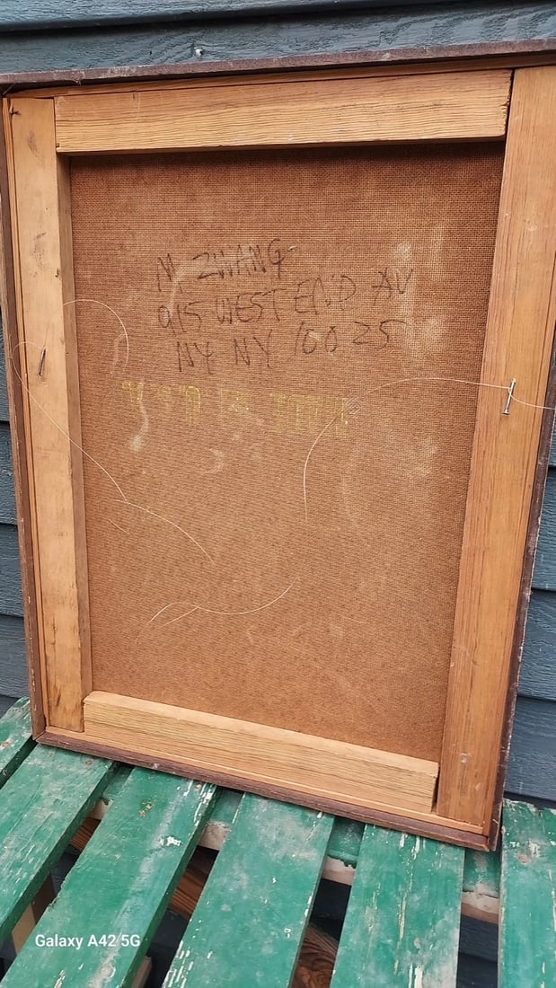 Oil painting SWANK concentration Camp WWII NYC - 3