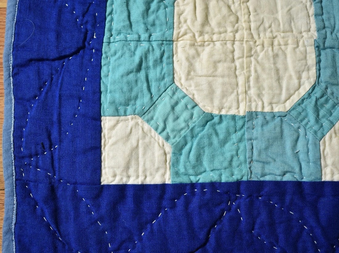 Authentic 30's Blue & White Doll Quilt - 2