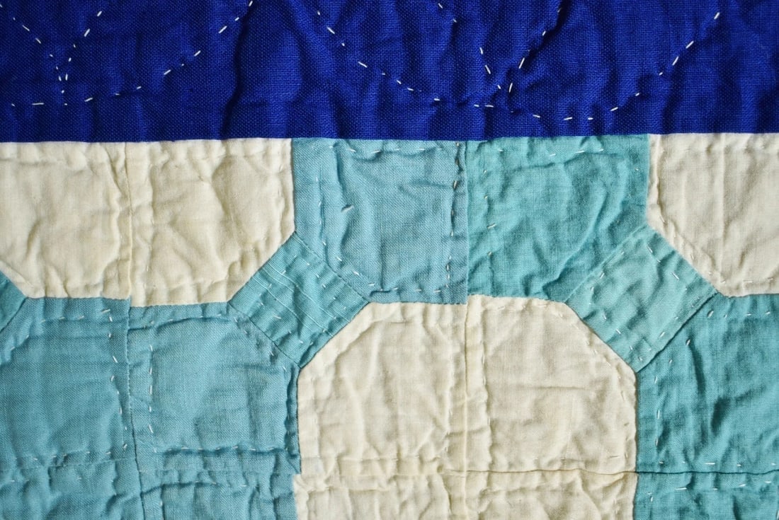 Authentic 30's Blue & White Doll Quilt - 3