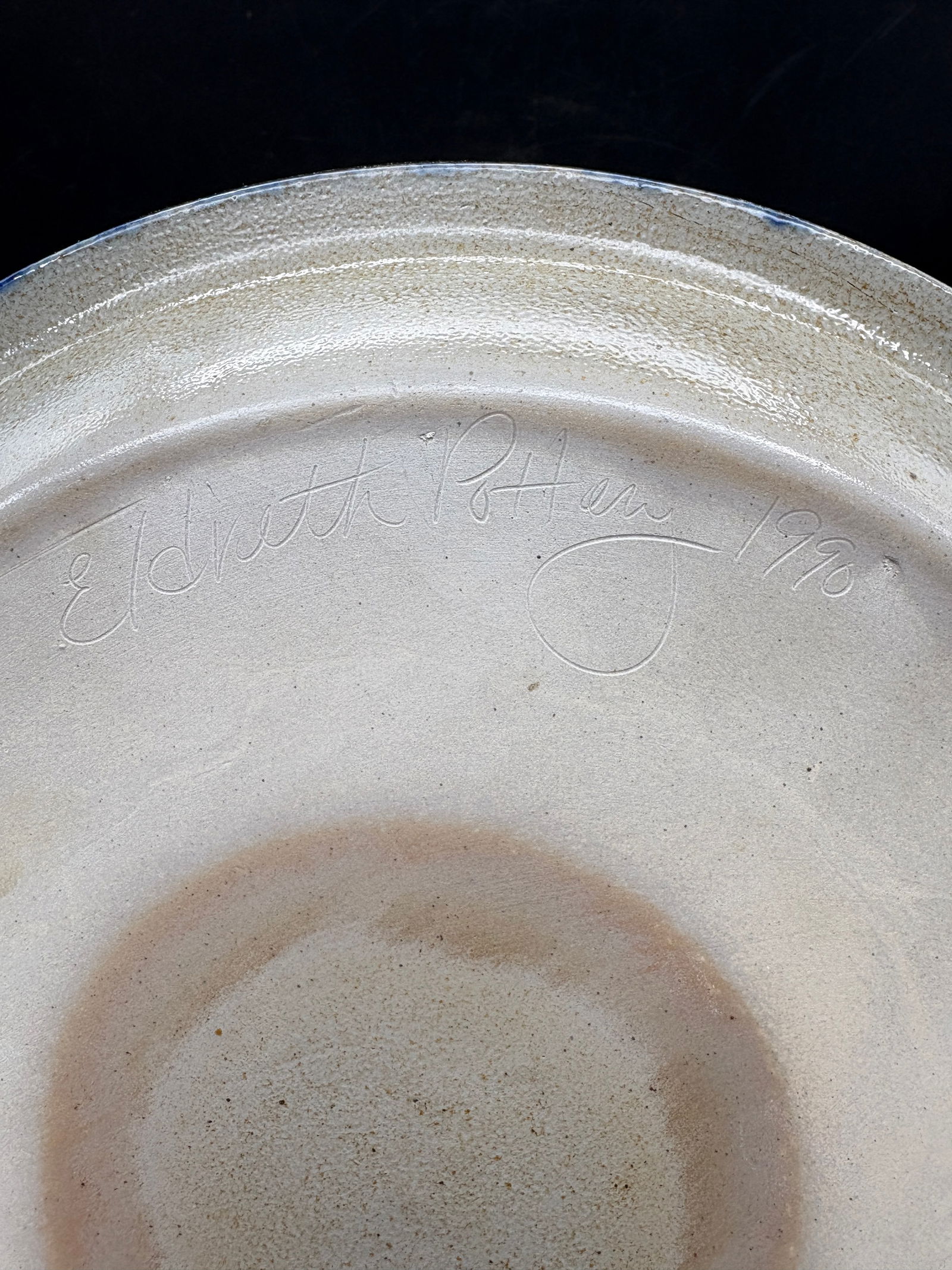 1990 Eldreth Stoneware Pottery Christmas Pie Plate - 4