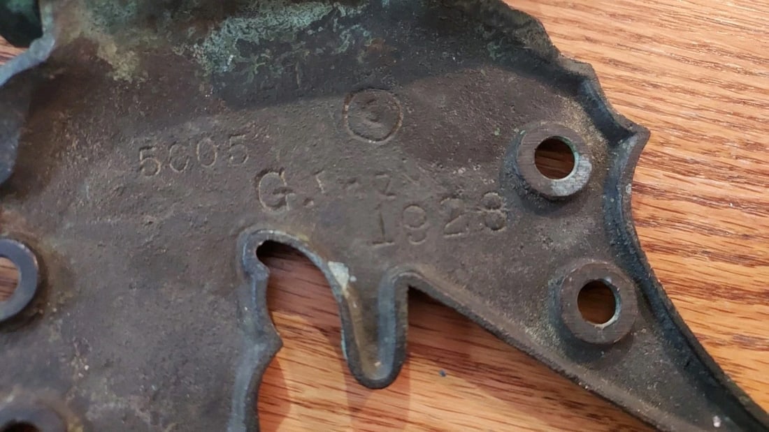 Antique Door hardware Hinge Figural Fish G. Thews Listed Artist 1928 - 3