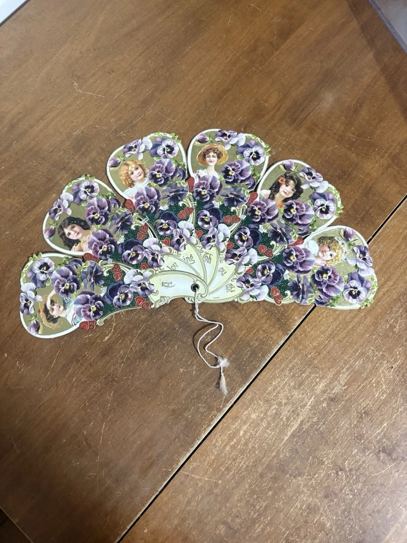 German Die Cut Fan: It measures 13” x 7 1/8” and is marked germany. It is in good condition and is being sold as is Shipping:Domestic: Flat-rate of $10.00 to anywhere within the contiguous