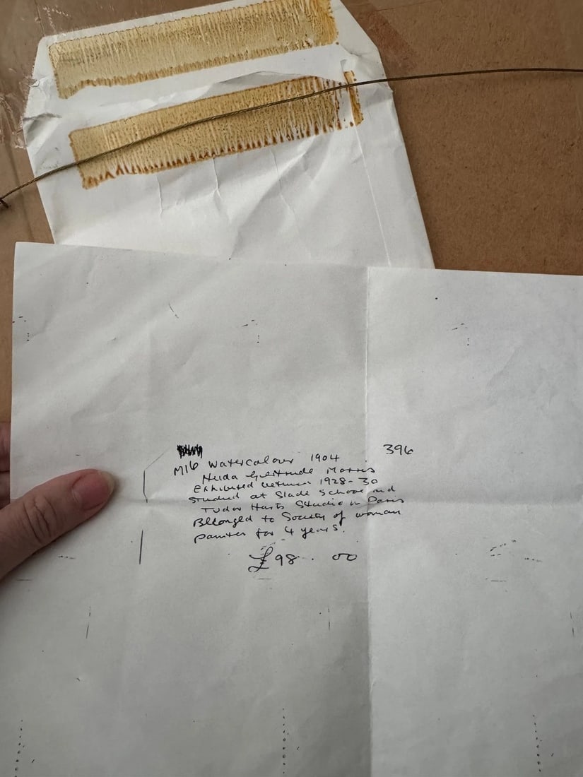 1904 SIGNED ORIGINAL LANDSCAPE Wagon Figures WATERCOLOR PAINTING - 7