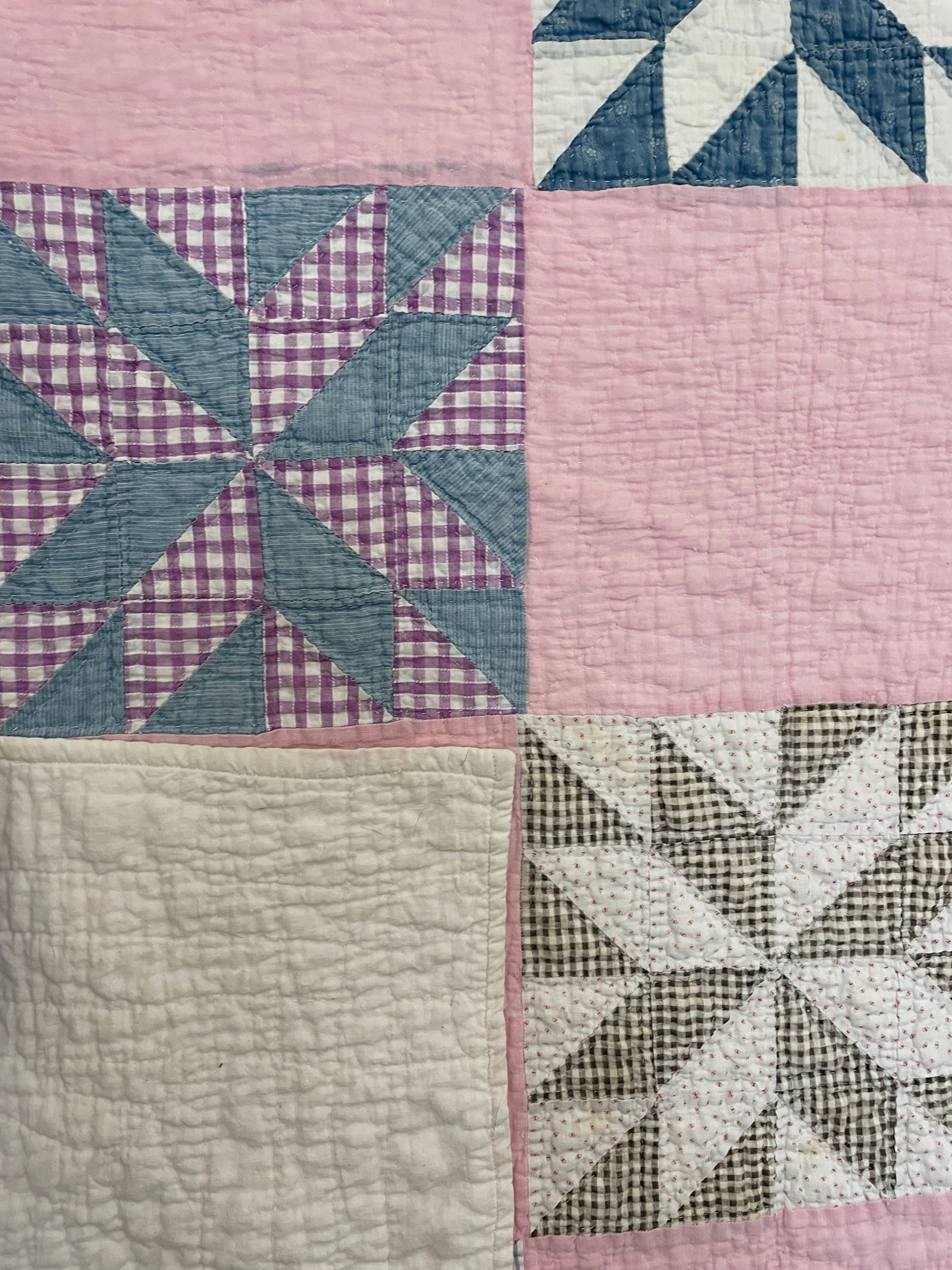 Vintage Snowflake Star Quilt Hand Sewn Patchwork - 3