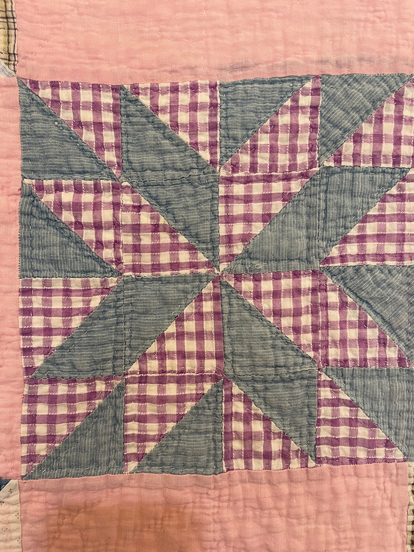 Vintage Snowflake Star Quilt Hand Sewn Patchwork - 5