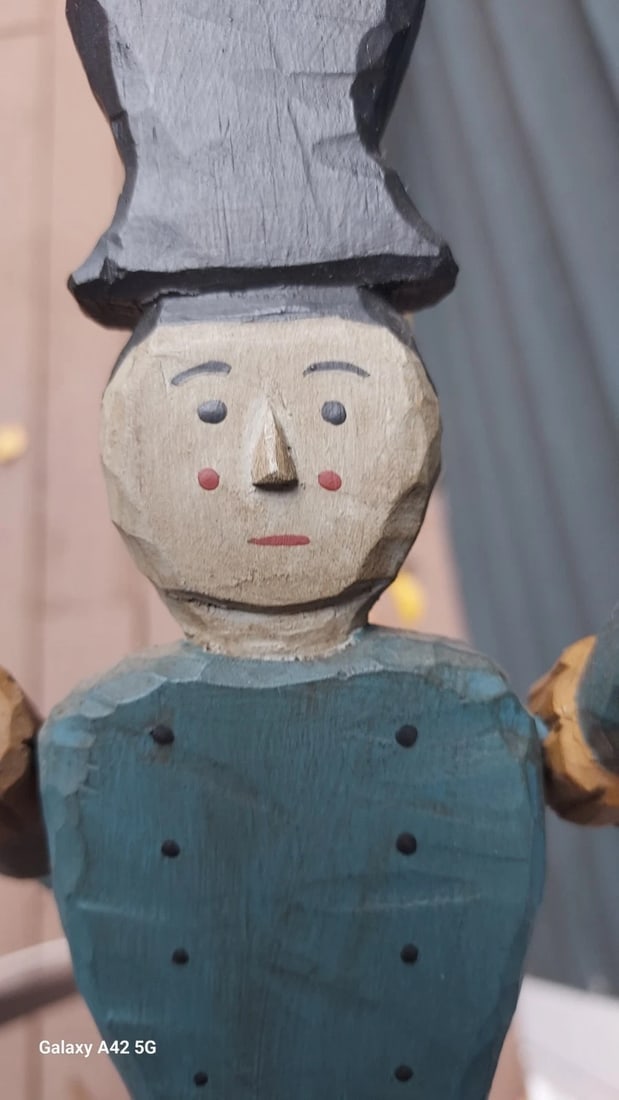 Carved Whirlygig 1982 Scarecrow Or Snowman - 3