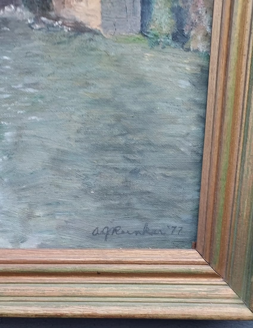 Gristmill oil painting 1950 signed - 3