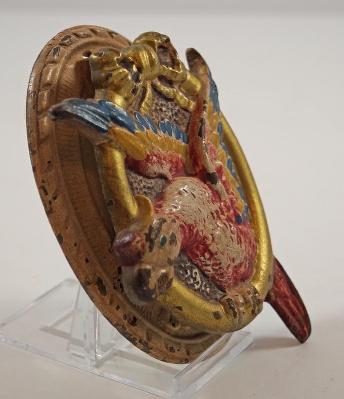 Antique Parrot in Ring Cast Iron Hubley Doorknocker - 2