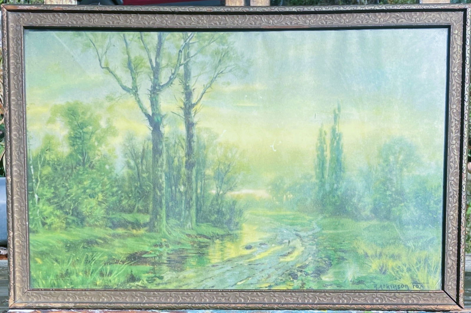 ANTIQUE R. ATKINSON FOX FRAMED PRINT "AFTER THE STORM": Date/Period: approx 1920-30'sDimension: APPROX 17 X 11Material: mixed materialsAdditional Information: ANTIQUE R. ATKINSON FOX FRAMED PRINT "AFTER THE STORM". AntiqueR. Atkinson Fox Framed