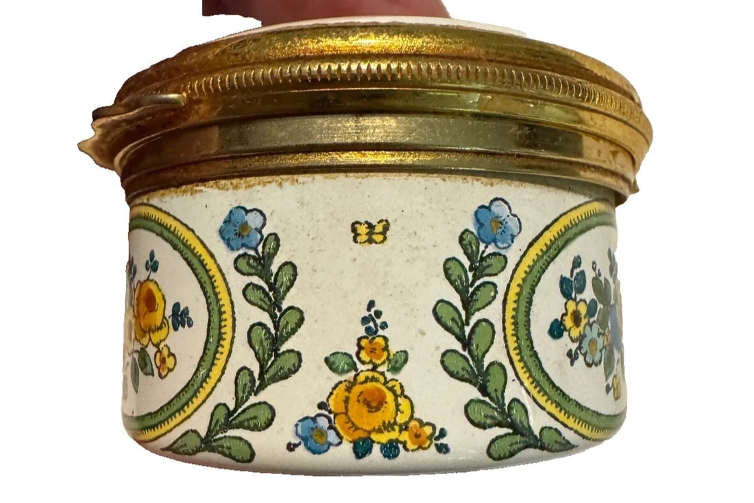 Halcyon Days English Enamels "Happy Birthday" Floral Design Trinket Box ENGLAND - 4