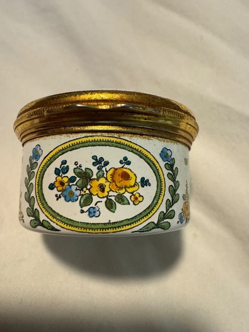 Halcyon Days English Enamels "Happy Birthday" Floral Design Trinket Box ENGLAND - 6