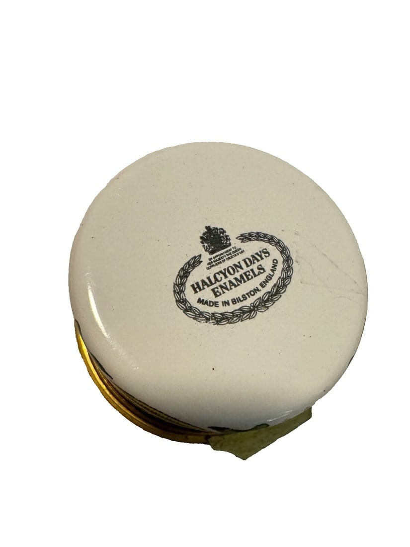 Halcyon Days English Enamels "Happy Birthday" Floral Design Trinket Box ENGLAND - 7