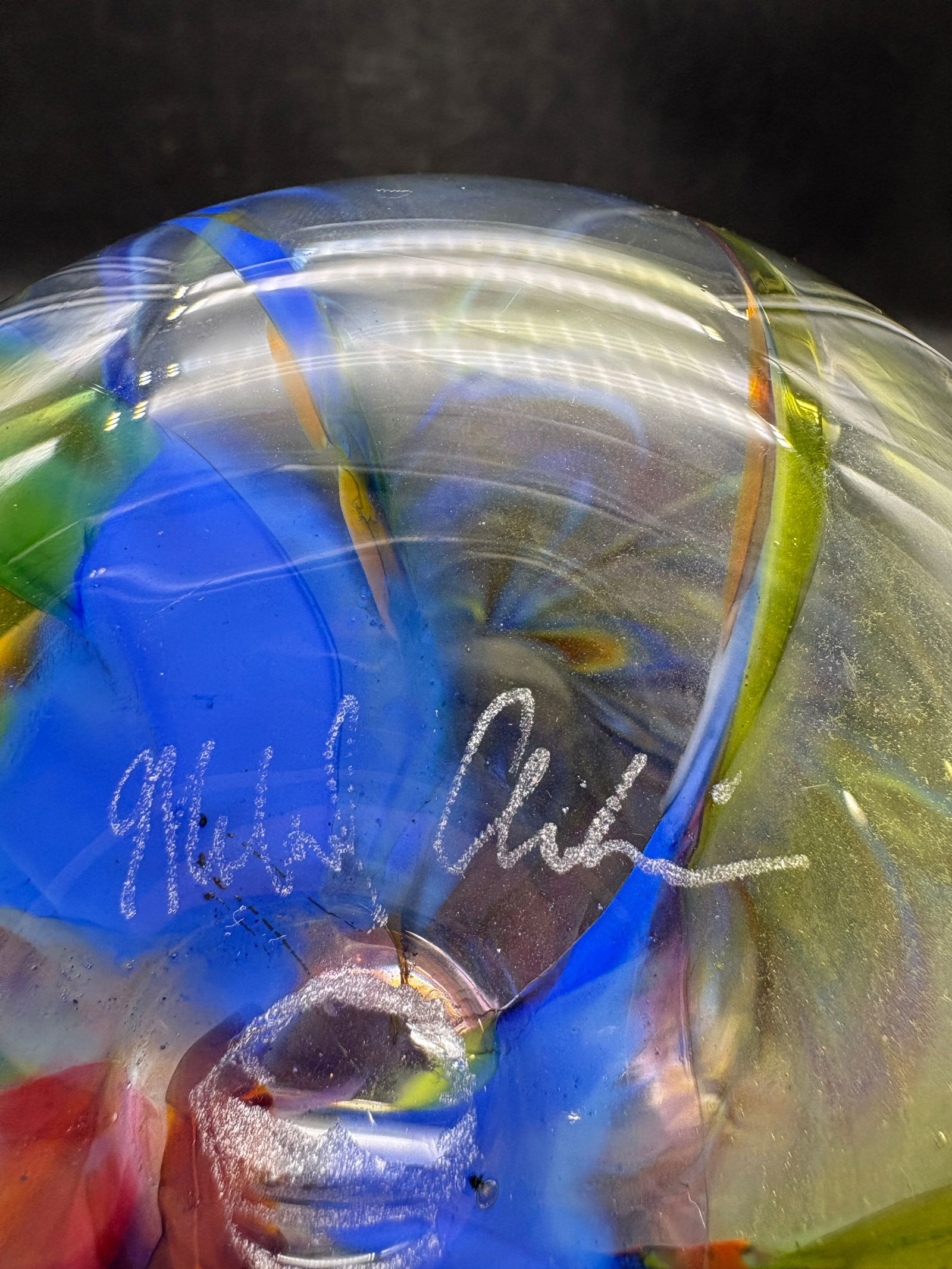 Michael Anchin Studio Art Glass Vase Signed - 2