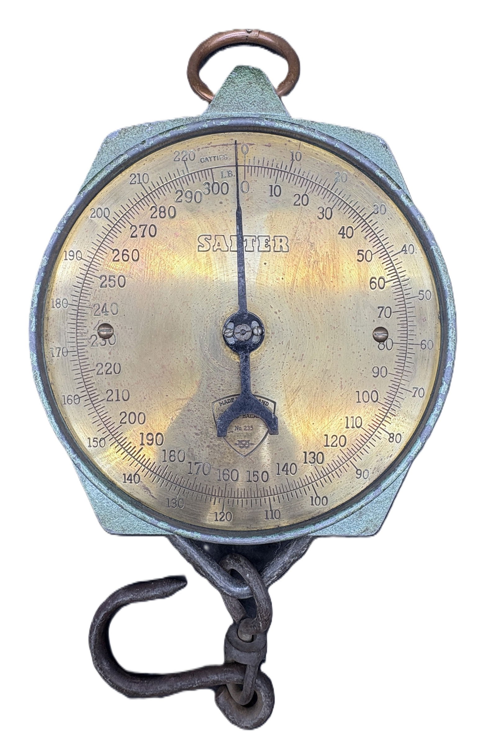 Vintage Salter Brass Face Hanging Scale 300lb England (1 of 8)