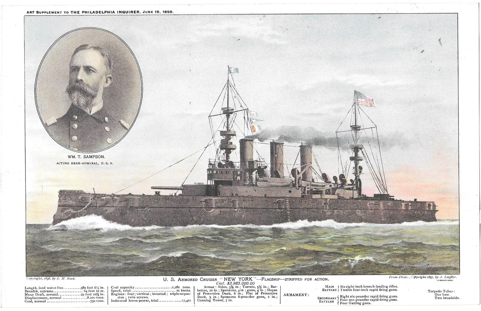 American Naval Warships - collection of nine prints - 3
