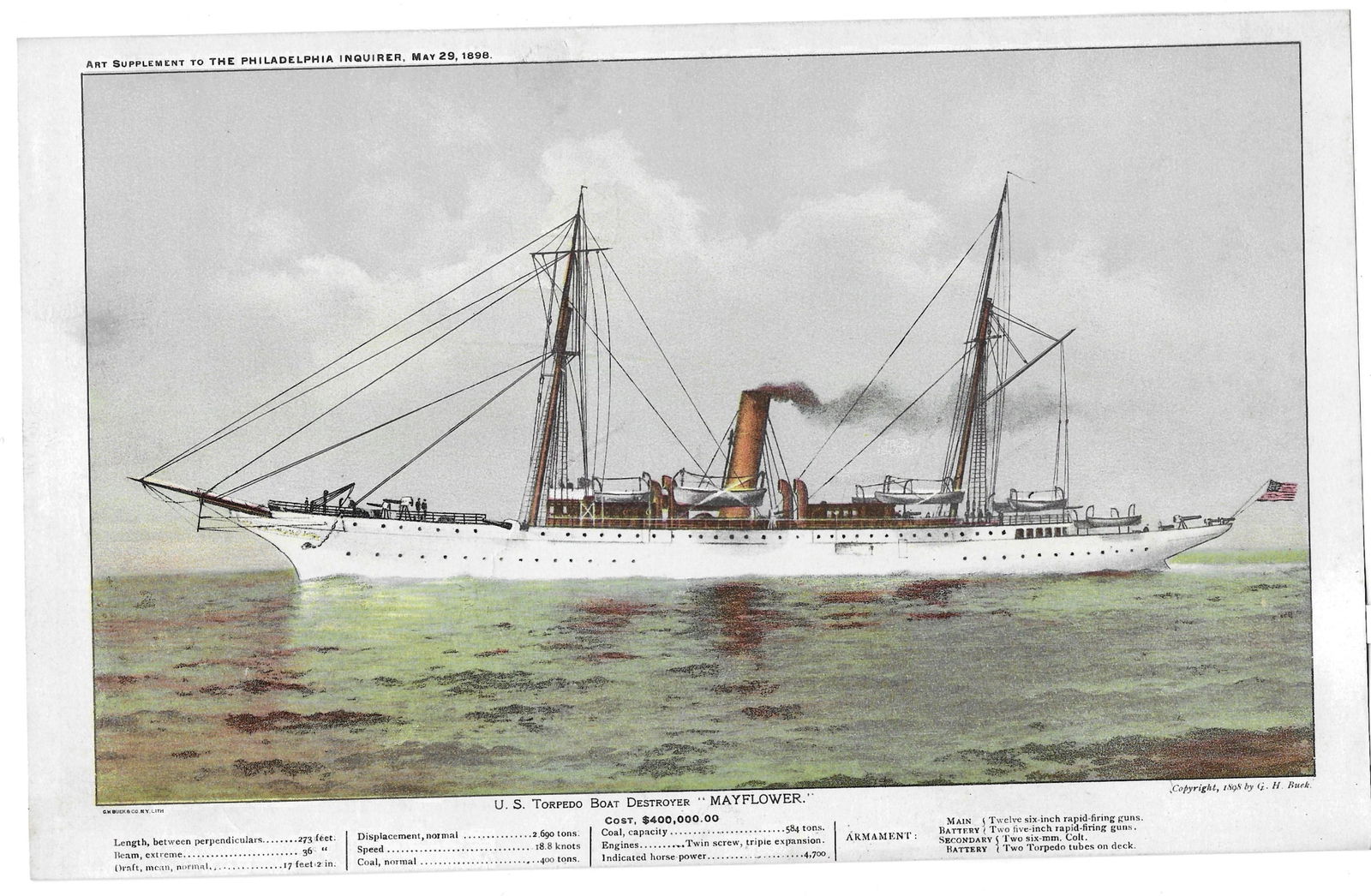 American Naval Warships - collection of nine prints - 4