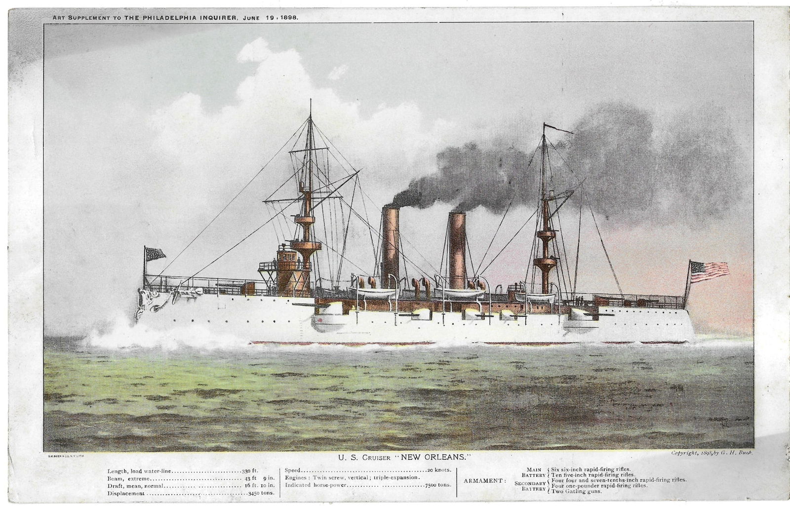 American Naval Warships - collection of nine prints - 7