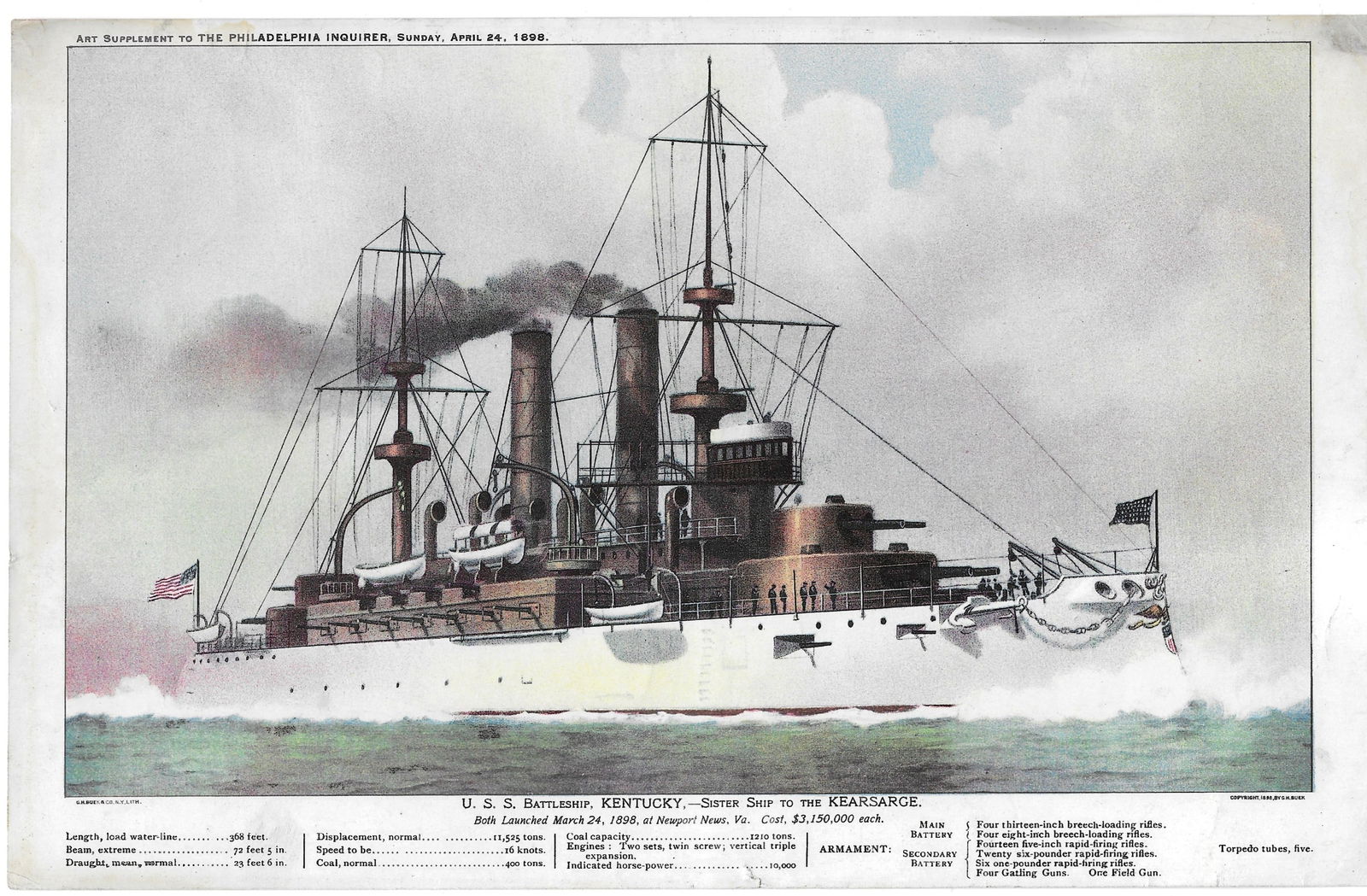 American Naval Warships - collection of nine prints - 8