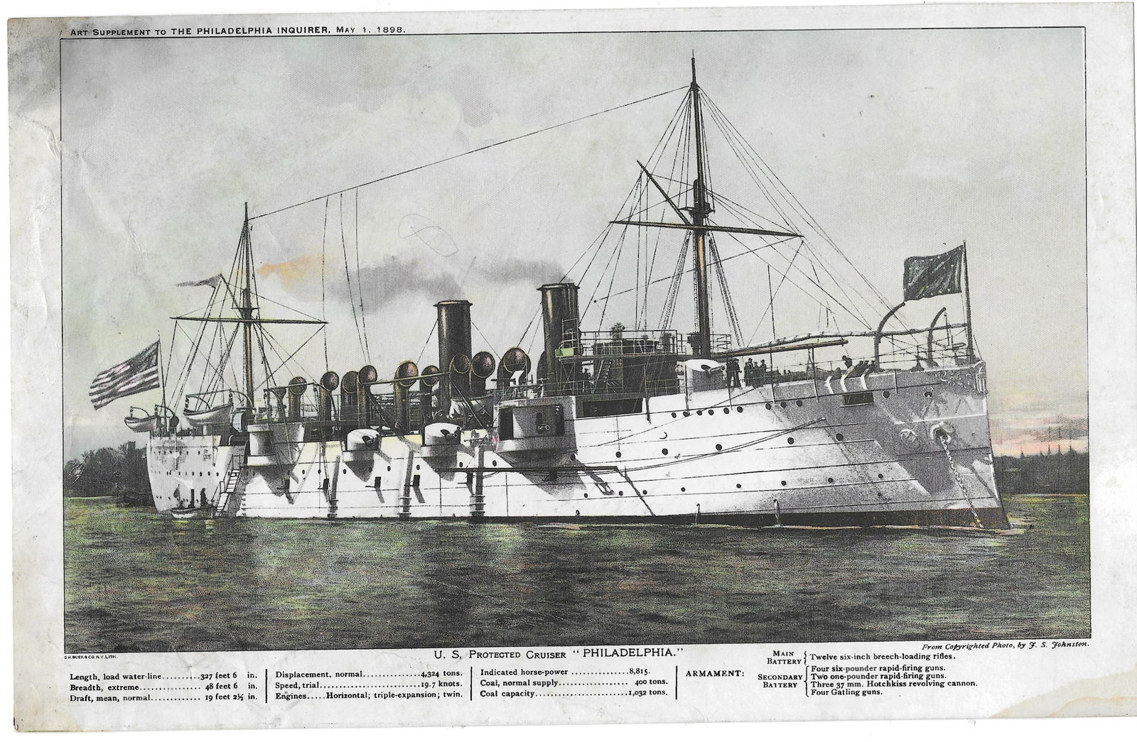 American Naval Warships - collection of nine prints - 9