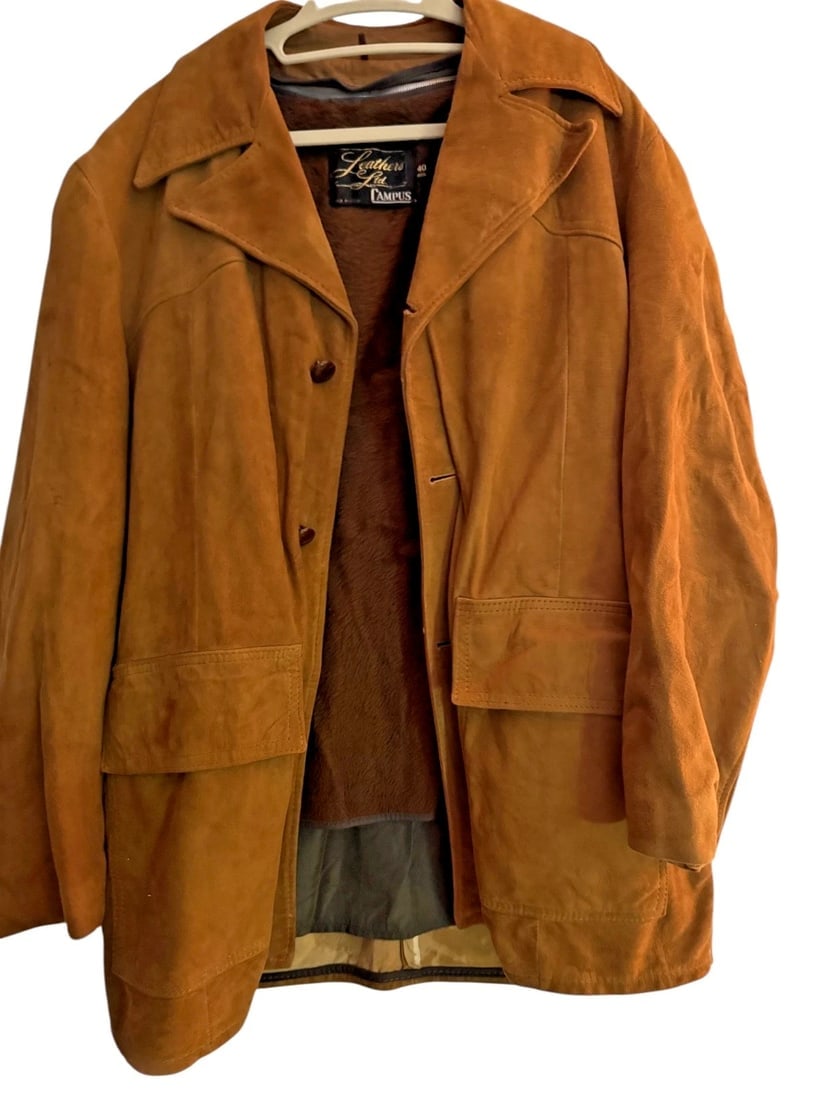 Vintage Leathers Ltd. by Campus Brown Suede Jacket Coat size 40 Zip Out Lining (1 of 8)
