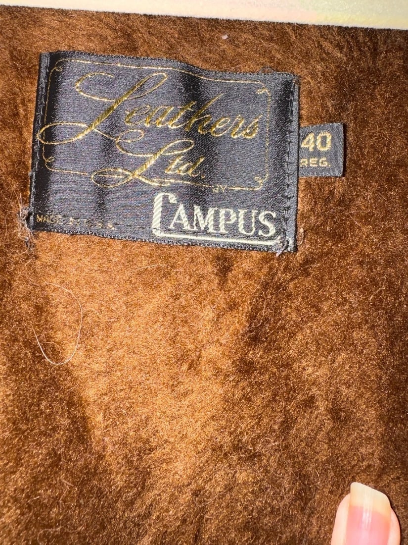 Vintage Leathers Ltd. by Campus Brown Suede Jacket Coat size 40 Zip Out Lining - 7