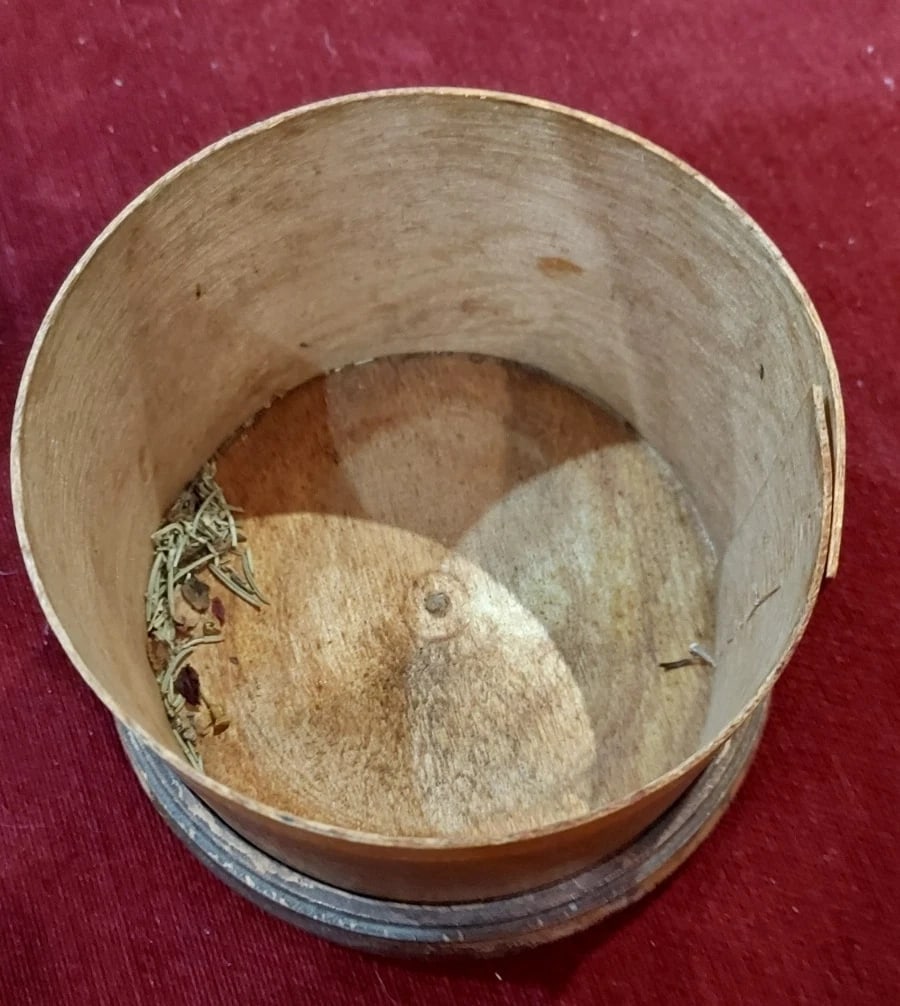 Antique Folk Quaker Shaker Sewing Box Round 1890 - 3