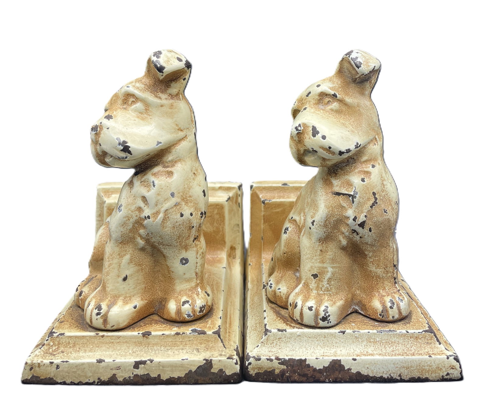 ANTIQUE LITTCO CAST IRON PAIR OF PUPPY BOOKENDS LITTLESTOWN FOUNDRY PA: Date/Period: approx 1920-30'sDimension: approx 5.25"Material: cast ironAdditional Information: ANTIQUE LITTCO CAST IRON PAIR OF PUPPY BOOKENDS LITTLESTOWN FOUNDRY PA Shipping:Domestic: Flat-rate of