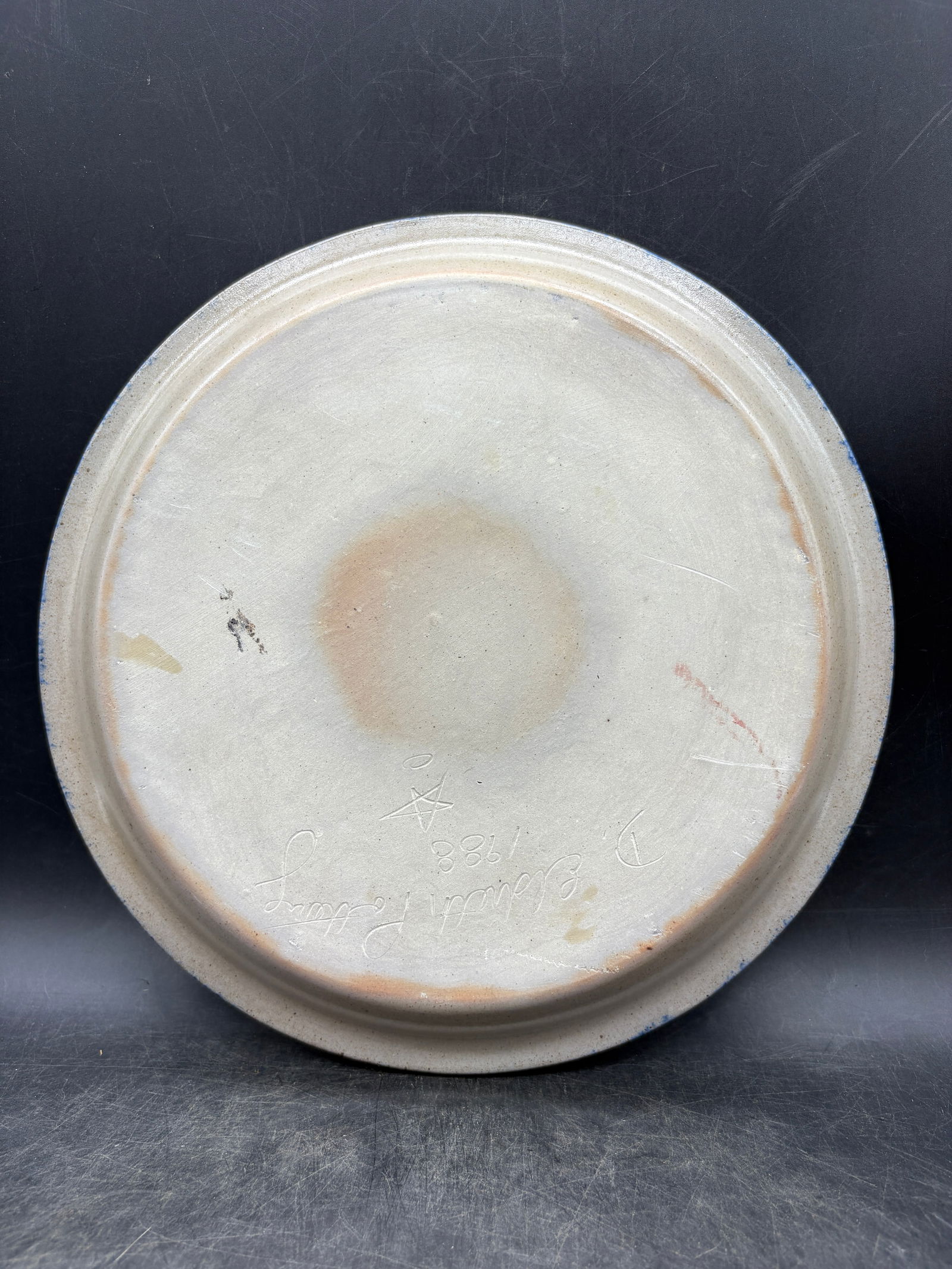 1988 Eldreth Stoneware Pottery Christmas Pie Plate - 3