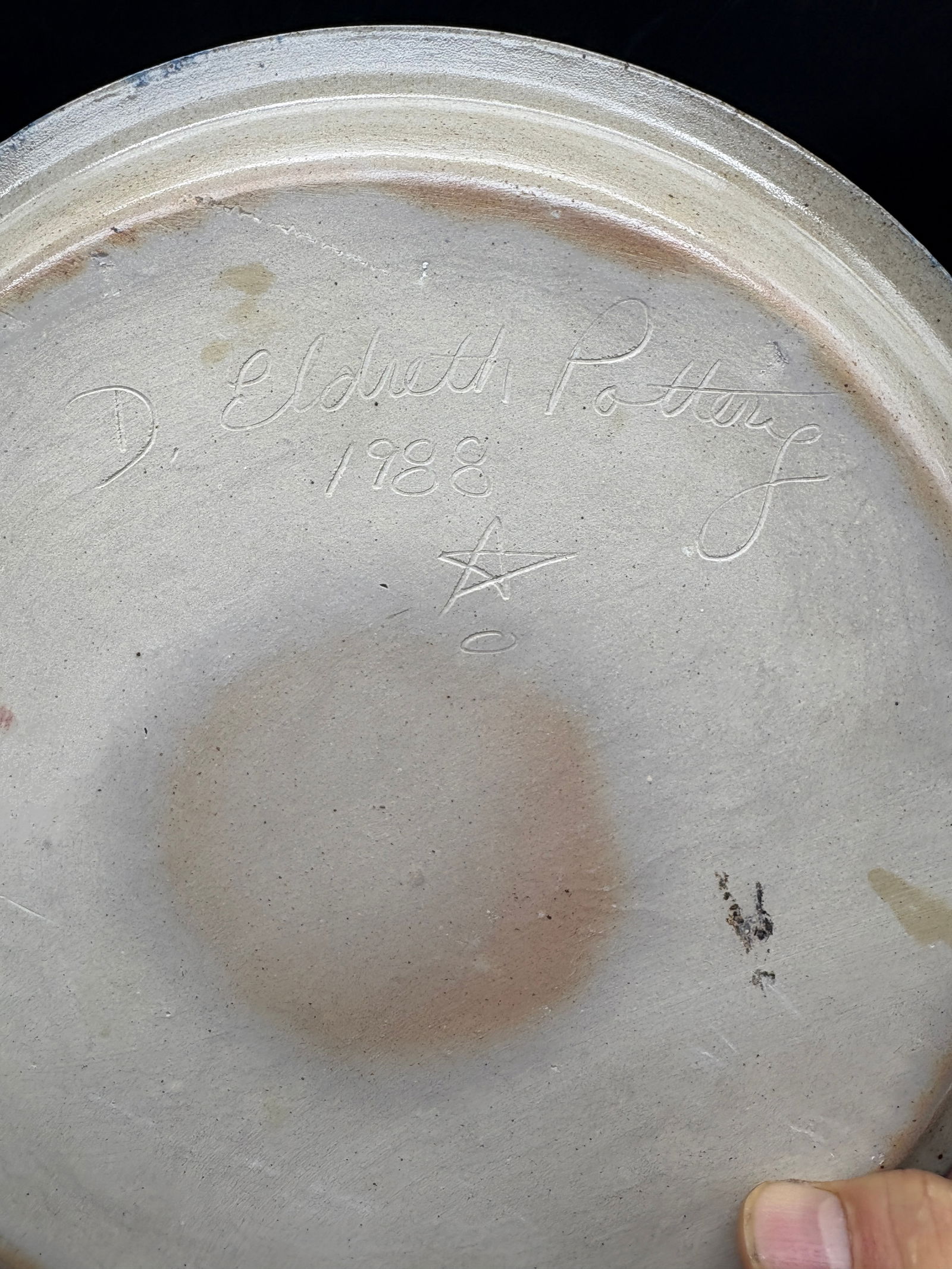 1988 Eldreth Stoneware Pottery Christmas Pie Plate - 4