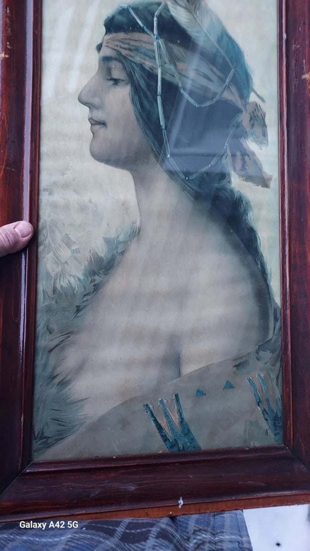 Indian Princess 1890-1910 print advertising original frame - 2