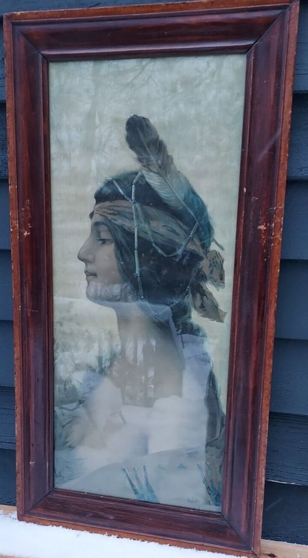 Indian Princess 1890-1910 print advertising original frame - 3