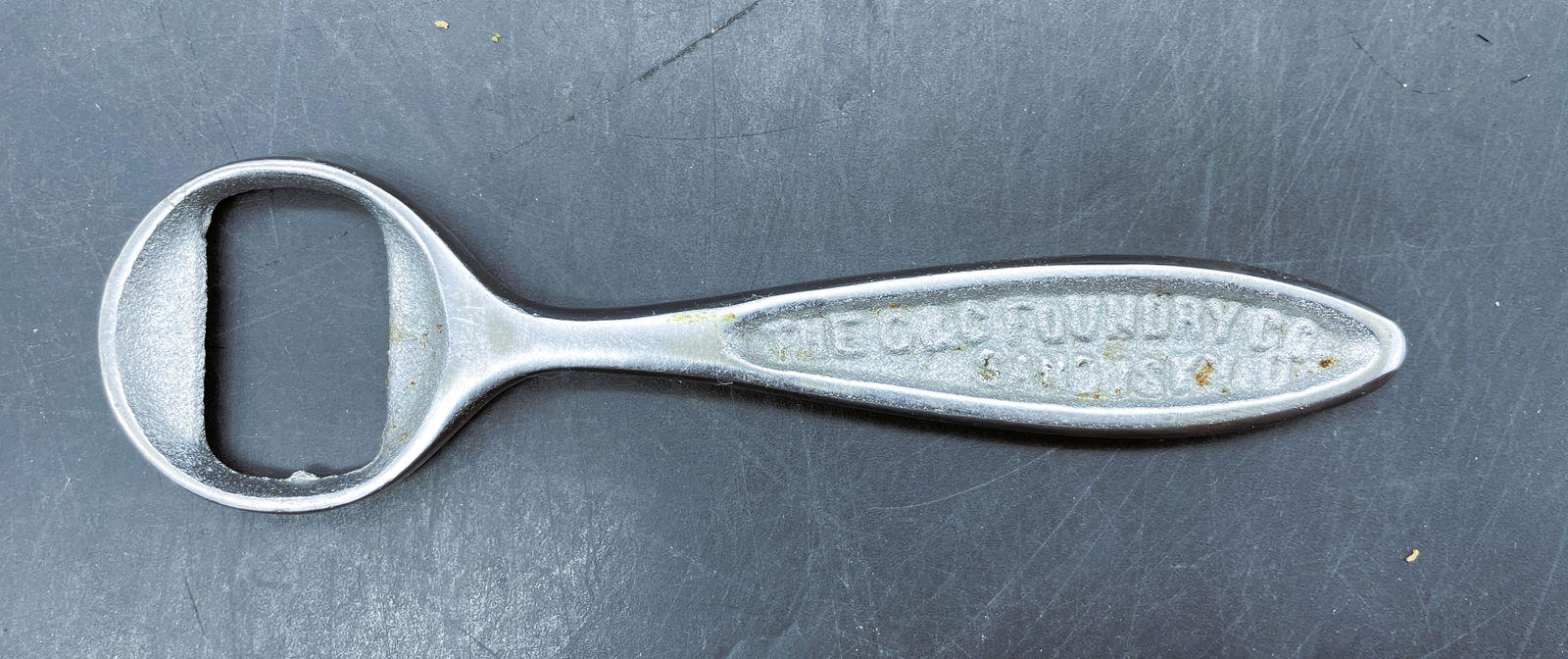 Vintage Bottle Opener The G & C Foundry Sandusky Ohio Light Gray Iron Castings: Date/Period: unknownDimension: Approx. 4.5" x 1Material: metalAdditional Information: Vintage Bottle Opener The G & C Foundry Co.Made in Sandusky, Ohio, this vintage collectible would make a great