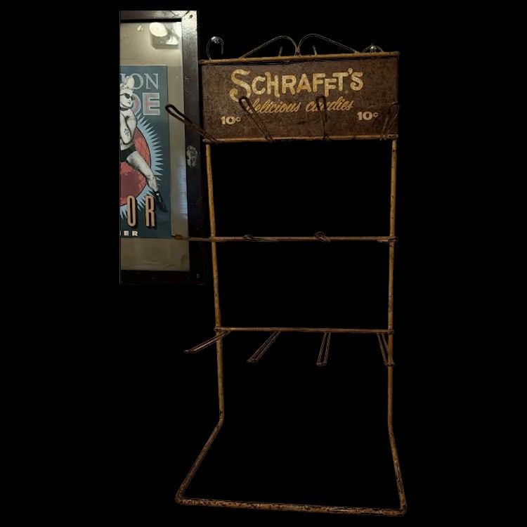 Vintage Original Schrafft's 10 Cent Candy Display Rack: Circa 1948 candy display counter fixture (28 inches tall) from the New Atlas Bar in Montana. Shipping:Domestic: Flat-rate of $39.00 to anywhere within the contiguous U.S.International: Foreign