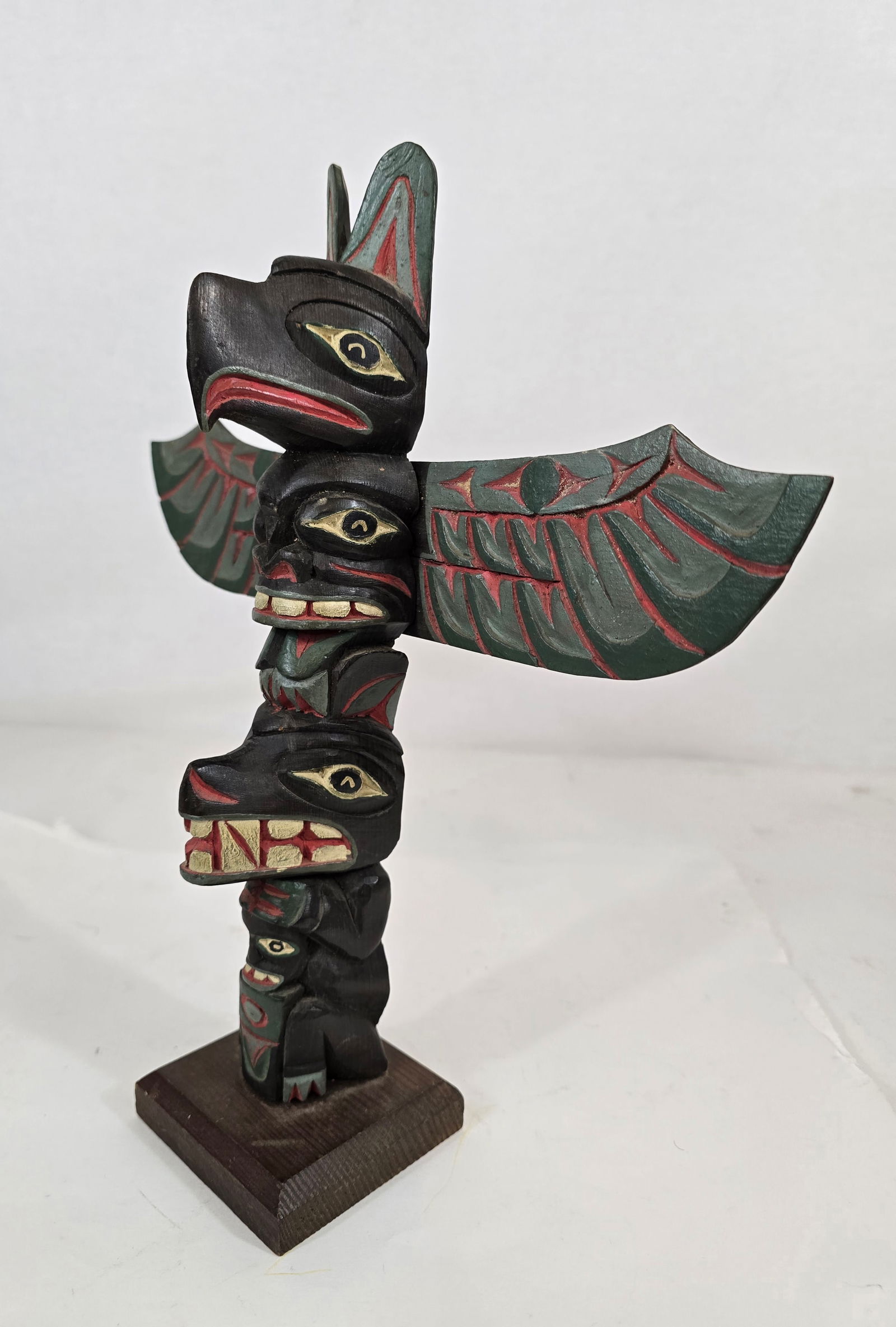 Carved and painted Northwest totem - 2