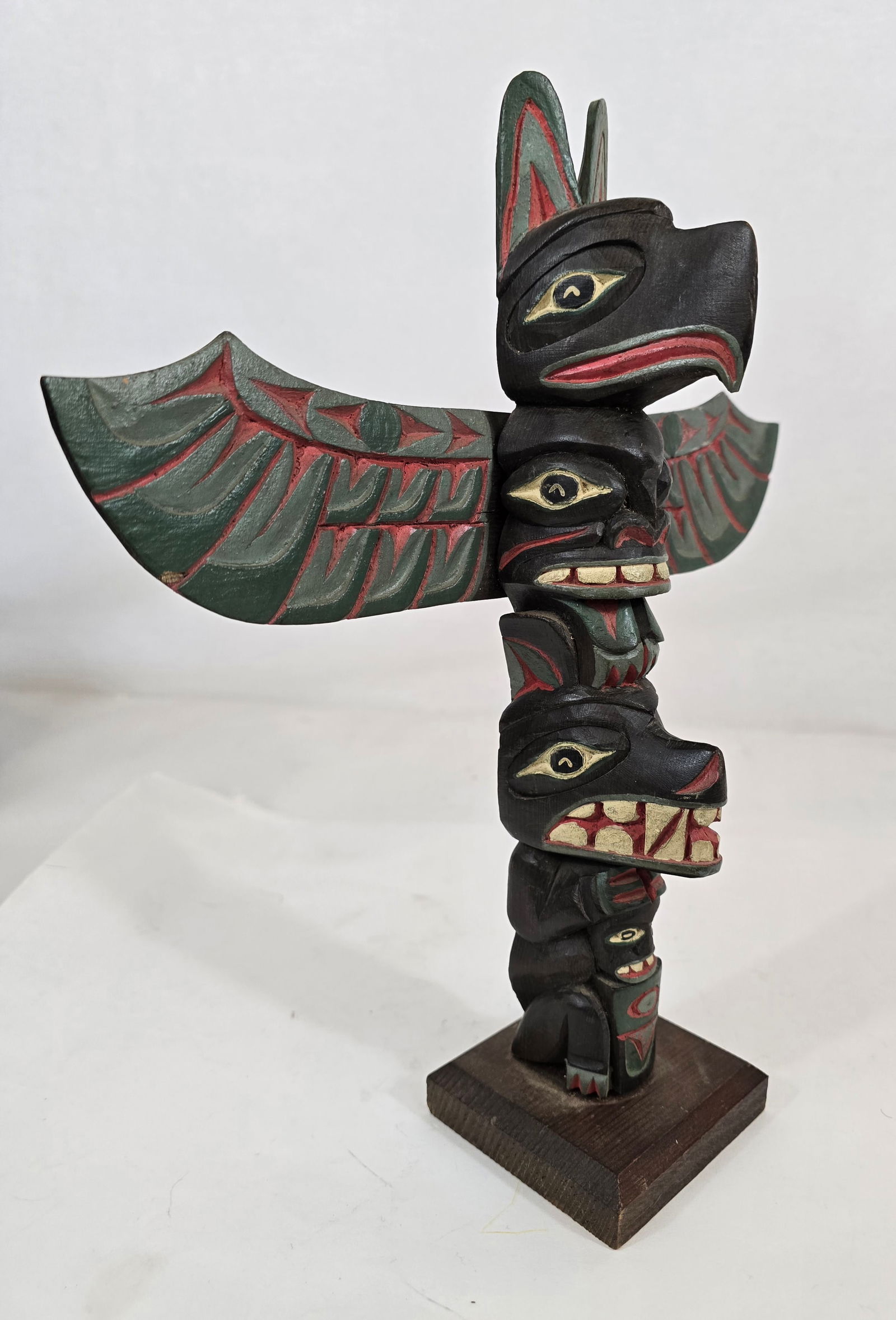Carved and painted Northwest totem - 3
