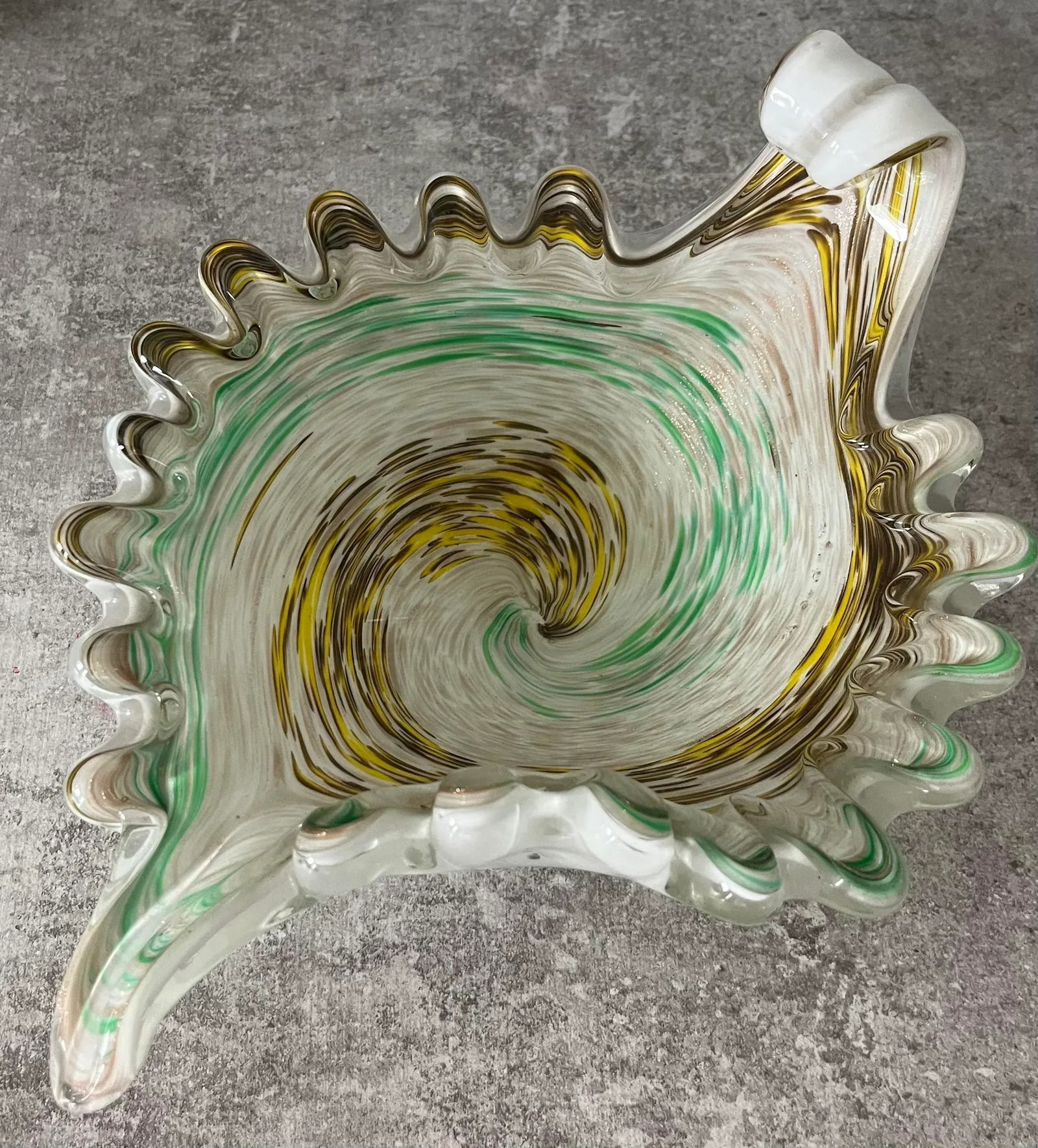 1960s Fratelli Toso Mottled Aventurine Gold Swirl Murano Art Glass Catchall or Bowl - 10