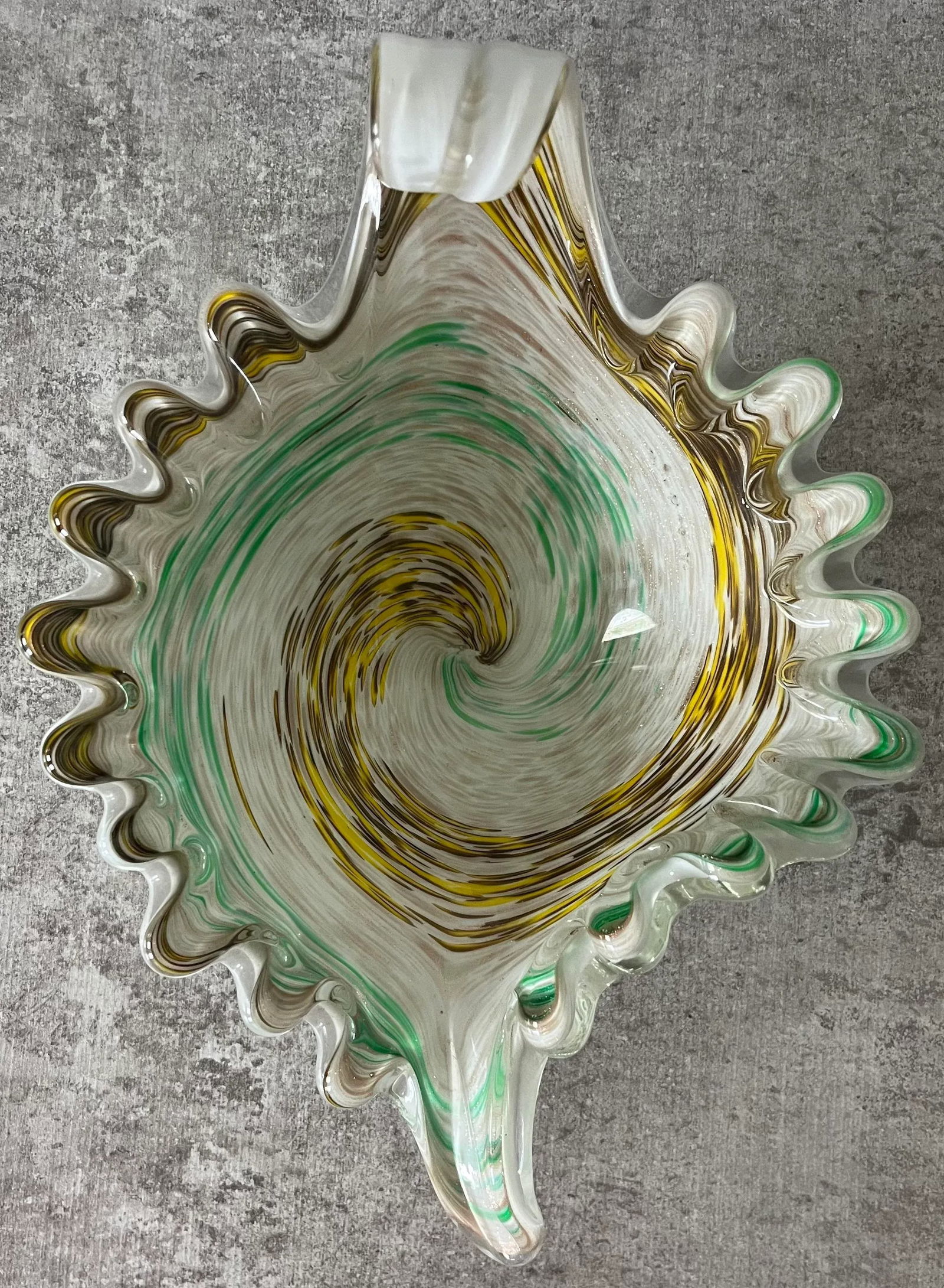 1960s Fratelli Toso Mottled Aventurine Gold Swirl Murano Art Glass Catchall or Bowl - 2