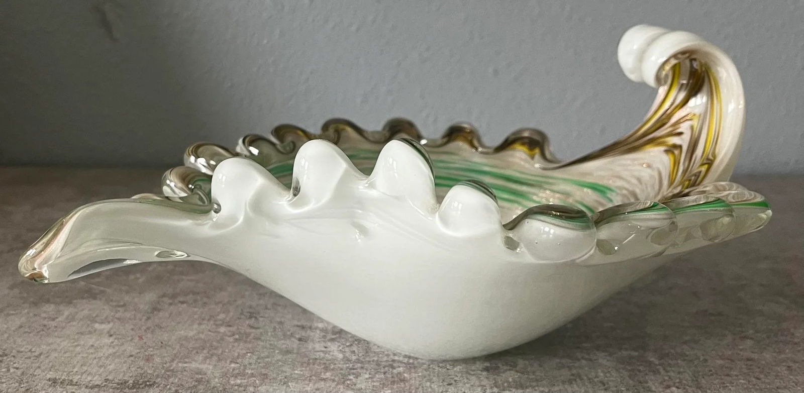 1960s Fratelli Toso Mottled Aventurine Gold Swirl Murano Art Glass Catchall or Bowl - 6