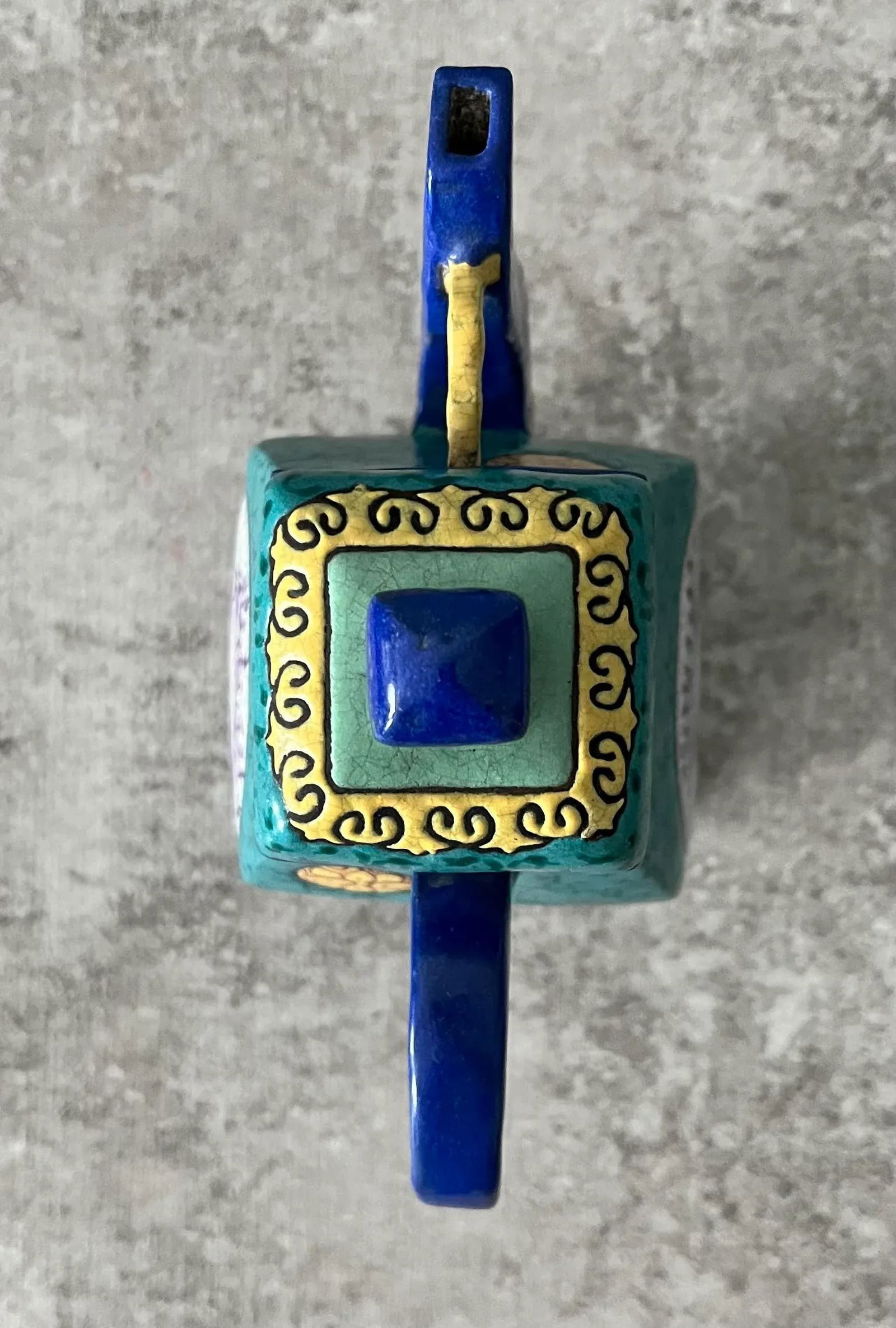 19th Century Chinese Yixing Zisha Clay Enameled Teapot- Marked - 6