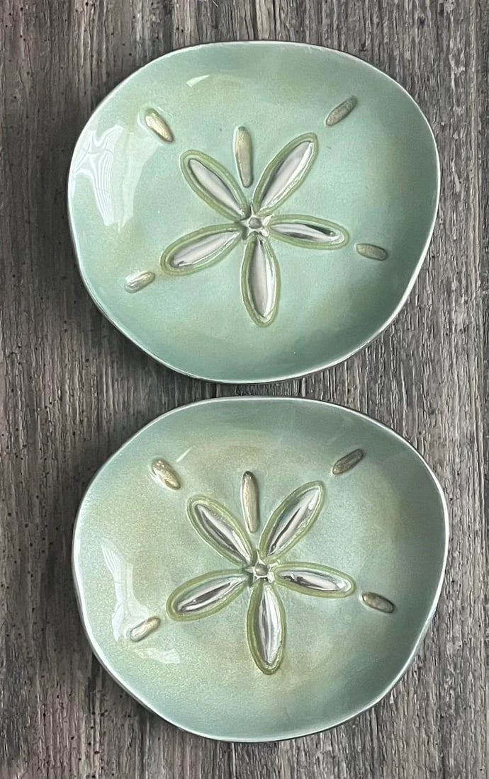 1980s Mariposa Sand Dollar Canapé Plates- Handmade Set of 4 - 2