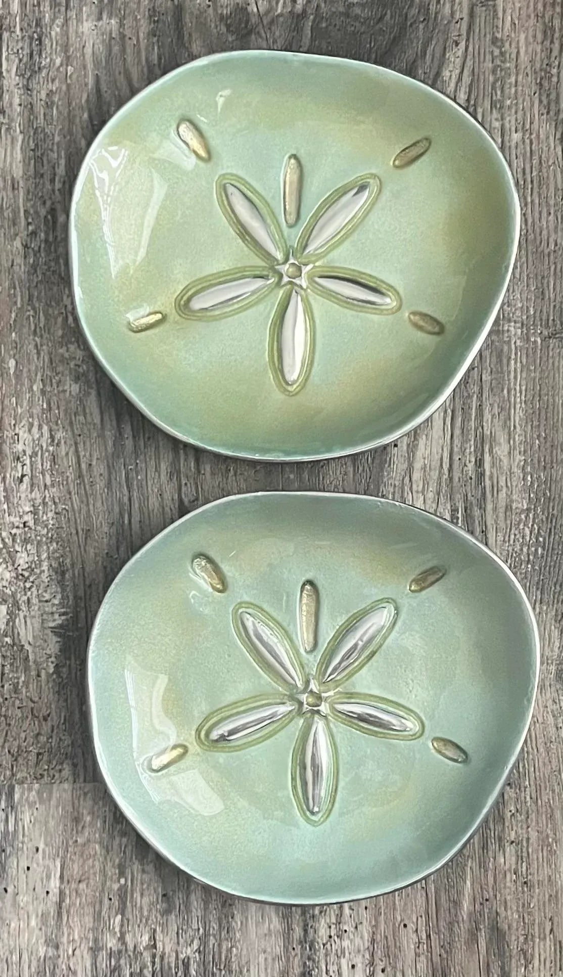 1980s Mariposa Sand Dollar Canapé Plates- Handmade Set of 4 - 3