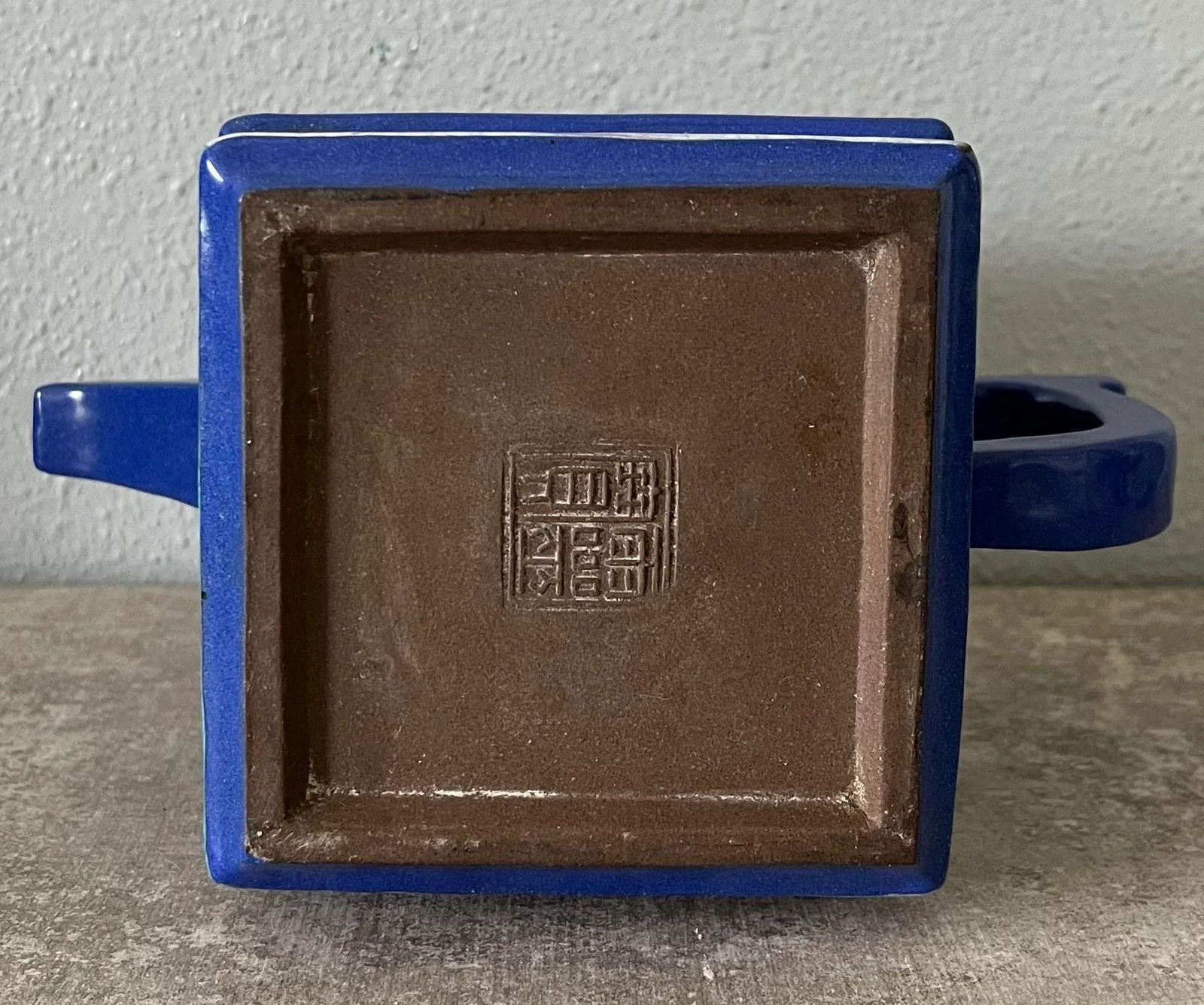 Yixing Zisha Enameled Square Teapot 19th Century- Marked - 9