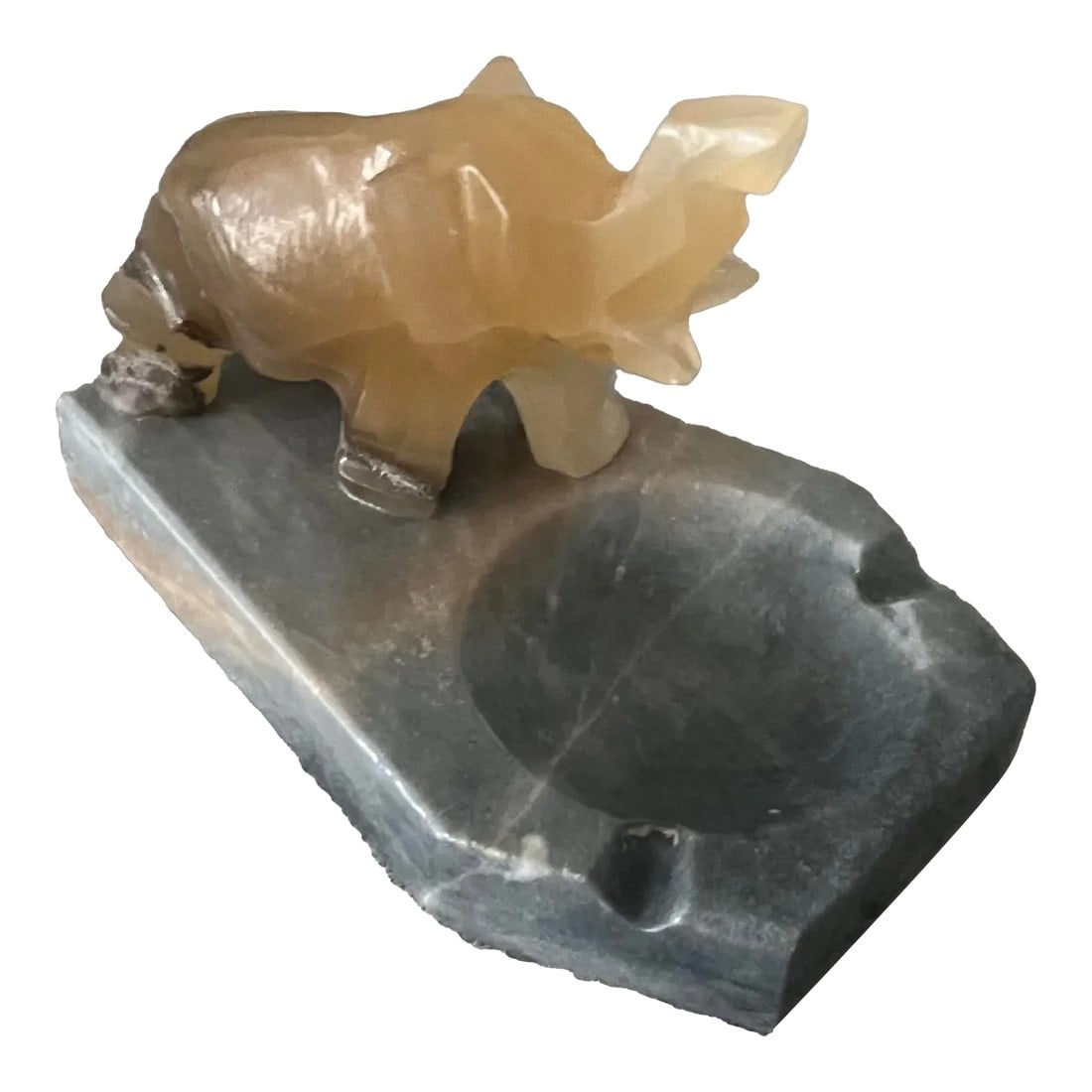 1970s Petite Marble Elephant Ashtray